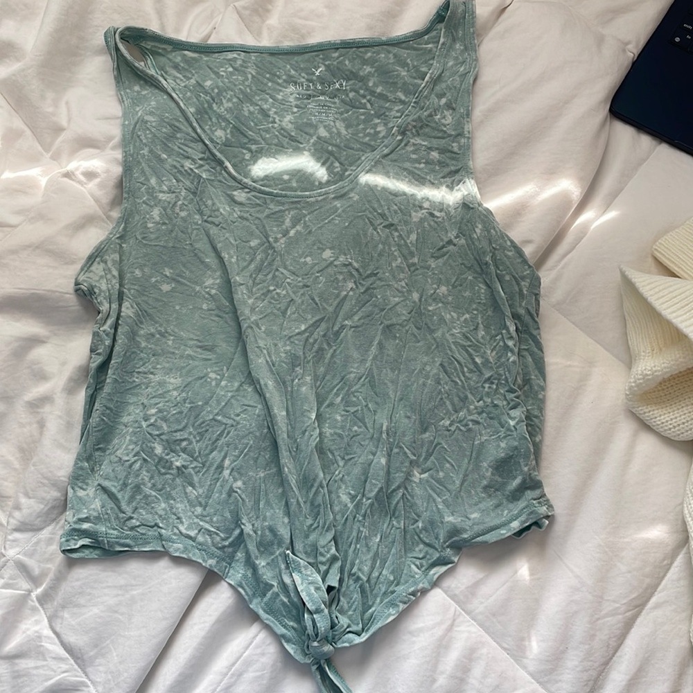 Soft & Sexy American Eagle tank top- teal and white tie dye- Size Medium
